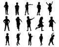 Children kids silhouette set, vector silhouette of children Royalty Free Stock Photo