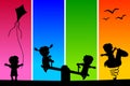 Kids Silhouettes at the Park [1] Royalty Free Stock Photo