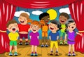Kids singing stage school play Royalty Free Stock Photo
