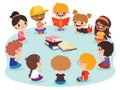 Kids Sitting In Circle And Reading Book Royalty Free Stock Photo