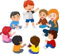 Kids Sitting in a Circle Reading a Poem Royalty Free Stock Photo