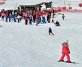 Kids skiing in an Austria ski school