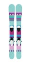 Kids skiing. Winter equipment icons for family vacation, activity or travel