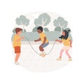 Kids skipping together isolated cartoon vector illustration.