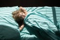 Kids sleeping. Bedding linen and mattress in child bedroom.