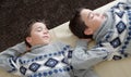 Kids sleeping on couch