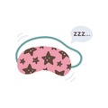 Kids sleeping mask. Cute mask with stars. Pink eye mask is in flat style.