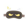 Kids sleeping mask. Ninja character mask. Monster eye mask with yellow eyes is in flat style.