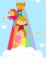 Kids sliding on a rainbow Royalty Free Stock Photo