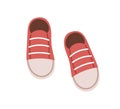 Kids sneakers for little foot. Sports shoes pair for children. Childish footwear. Modern toddlers casual trainers with