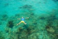 Kids snorkel. Children snorkeling in tropical sea Royalty Free Stock Photo