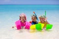 Kids snorkel. Children snorkeling in tropical sea Royalty Free Stock Photo