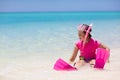 Kids snorkel. Children snorkeling in tropical sea Royalty Free Stock Photo