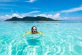 Kids snorkel. Children snorkeling in tropical sea Royalty Free Stock Photo