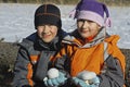 Kids with snowballs