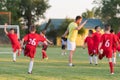 Kids soccer football - children players exercising before match