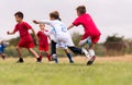 Kids soccer football - children players match on soccer field