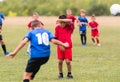 Kids soccer football - children players match on soccer field