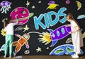 Kids Space Rocket Planet Graphic Concept