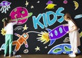 Kids Space Rocket Planet Graphic Concept Royalty Free Stock Photo