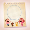 Kids speech bubble note paper cartoon illustration