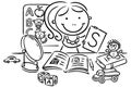 A kids speech therapist with toys, books, letters, mirror