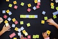 Kids spelling out words with alphabet blocks Royalty Free Stock Photo