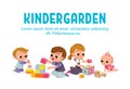 Kids spending time together playing toys in kinder garden. Playroom with children Royalty Free Stock Photo