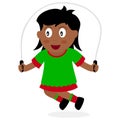 Black Girl Skipping Rope Isolated on White Royalty Free Stock Photo