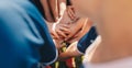 Kids sports team stacking hands before the game. Children school sports team Royalty Free Stock Photo