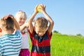 Kids spraying water Royalty Free Stock Photo