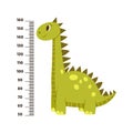 Kids Stadiometer With Cute Dinosaur. Baby Meter With Cartoon Funny Dino Character And Scale. Growth Chart For Children