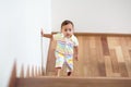 Kids on stairs. Child moving into new home Royalty Free Stock Photo