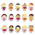 Kids sticker set vector illustration. Emoji portraits Royalty Free Stock Photo