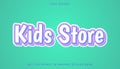 Kids store editable text effect in 3d style Royalty Free Stock Photo