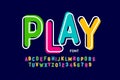 Kids style colorful font, playful alphabet
