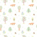 Kids style drawing doodle trees vector seamless pattern Royalty Free Stock Photo