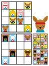 Kids sudoku puzzle with cartoon animal heads