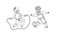 Kids Summer Active Games On Playground Vector