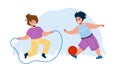 Kids Summer Active Games On Playground Vector