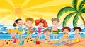 Kids on summer beach vacation
