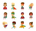 Kids Superheroes Cartoon Icon Set