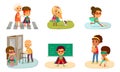 Kids Superheroes Cartoon Isolated Icon Set