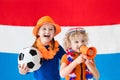 Kids supporting Netherlands football team Royalty Free Stock Photo