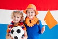 Kids supporting Netherlands football team Royalty Free Stock Photo
