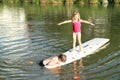 Kids on surf Royalty Free Stock Photo