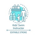 Kids swim instructor concept icon. Swimming teacher, coach idea thin line illustration. Educator, trainer. Swimming Royalty Free Stock Photo