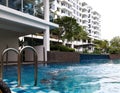 Kids swimming at the swimming pool in Bangi.