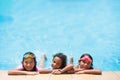 Kids in swimming pool. Children swim. Family fun Royalty Free Stock Photo