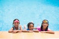 Kids in swimming pool. Children swim. Family fun Royalty Free Stock Photo